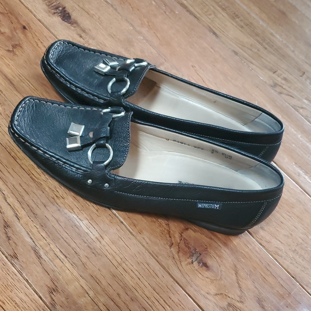 Mephisto Black Leather Tassle Loafers - Picture 2 of 7